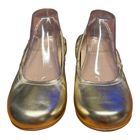 ABEO Tilly Women's 10 Gold Leather Ballet Flats Comfort Slip On Workwear Classic - Picture 8 of 11